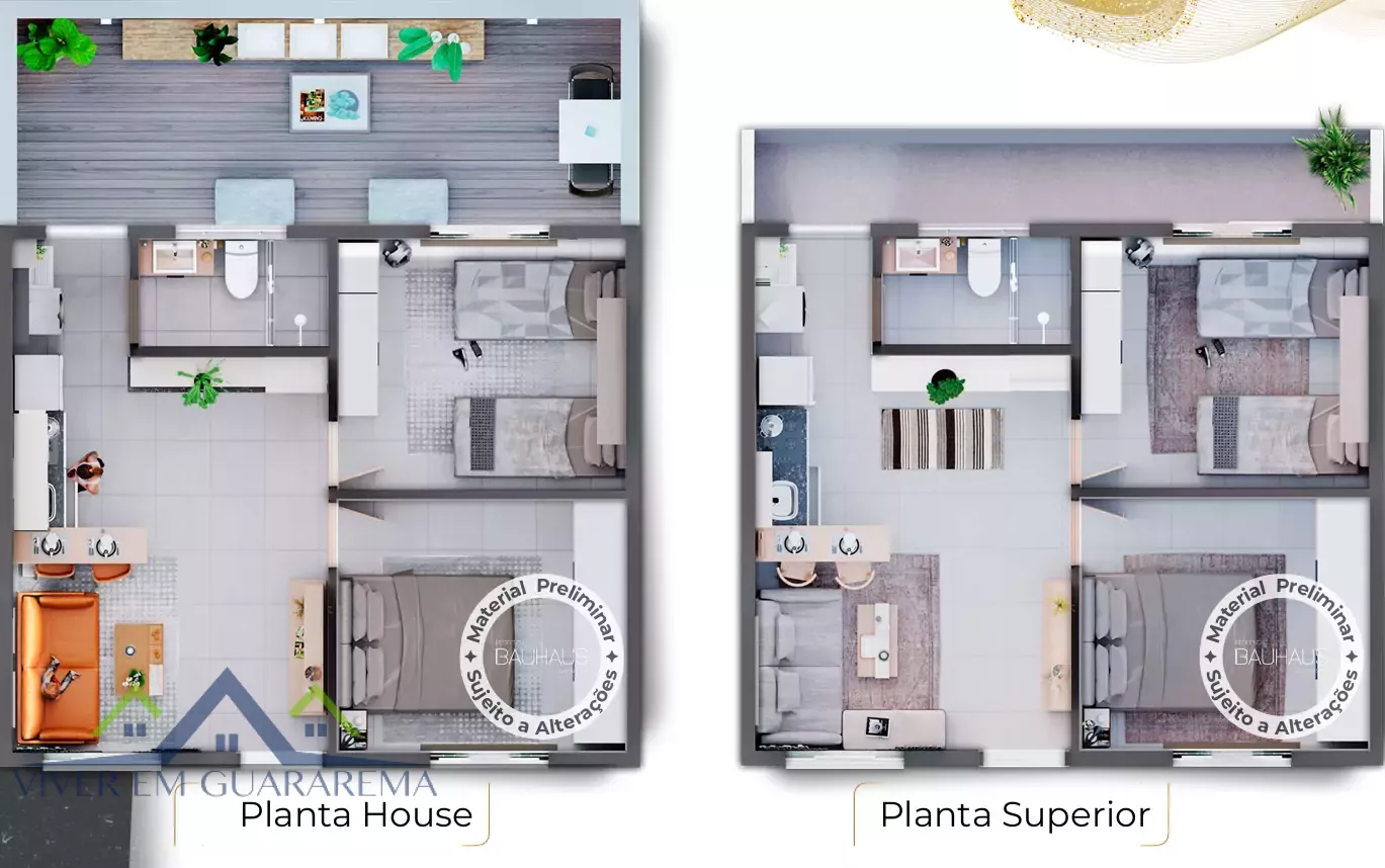 CASAS EM CONSTRUÇÃO NO RESIDENCIAL BAUHAUS - OPÇÕES TÉRREAS E NO PISO SUPERIOR — Miniatura 2