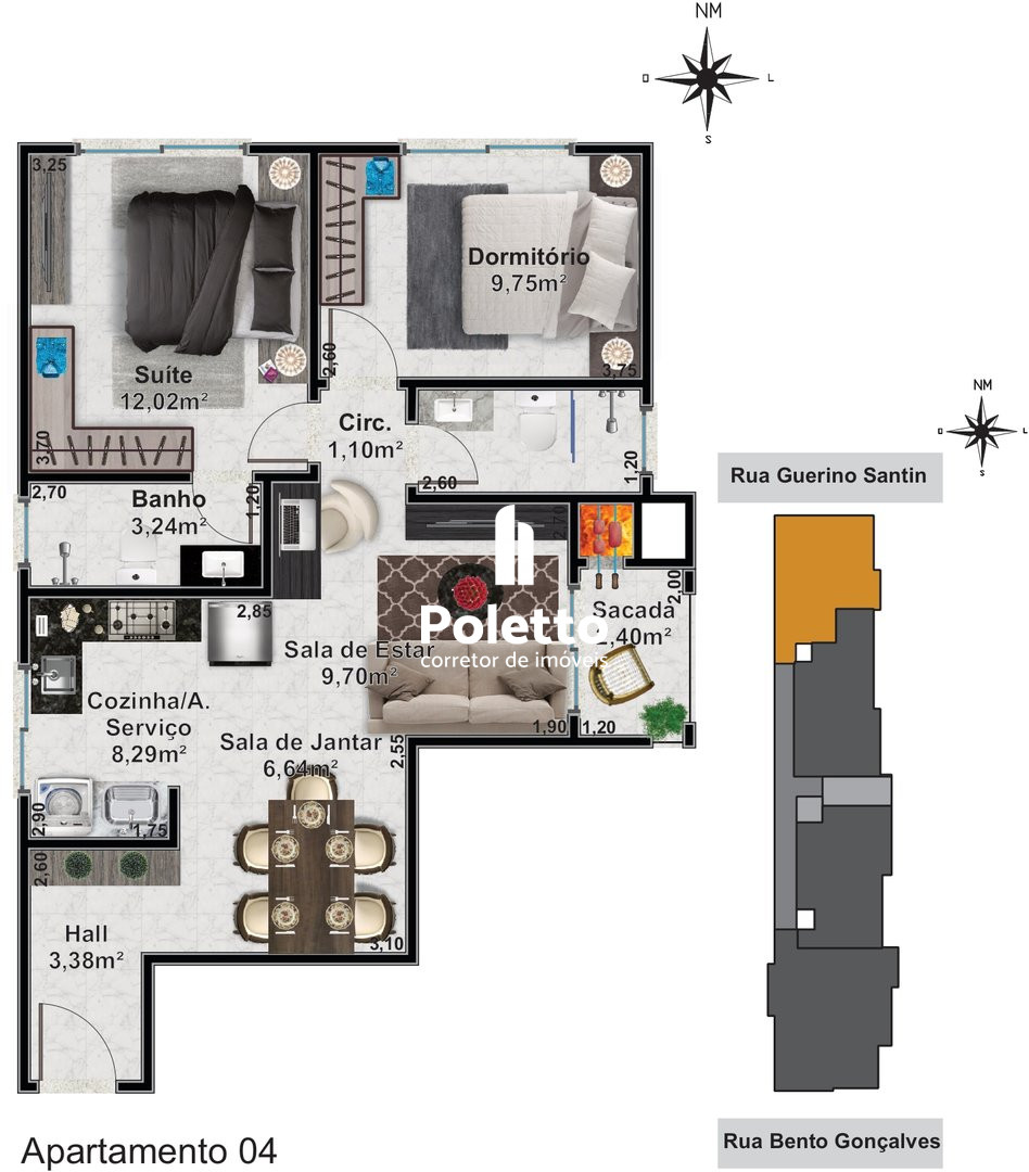 Excelentes apartamentos de 02 dormitórios na Planta - Tipo 04 — Miniatura 2