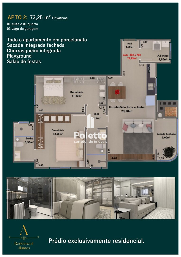Vende-se apartamento de 2 dorm. com suíte na PLANTA — Miniatura 2